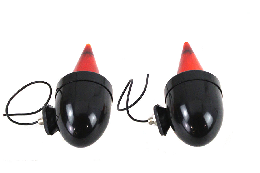 V-Twin 33-1774 black torpedo bullet lamp set for motorcycle lighting