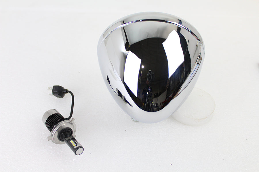 V-Twin 33-1787 6-1/2-inch chrome spring fork H-4/LED headlamp unit for motorcycle lighting