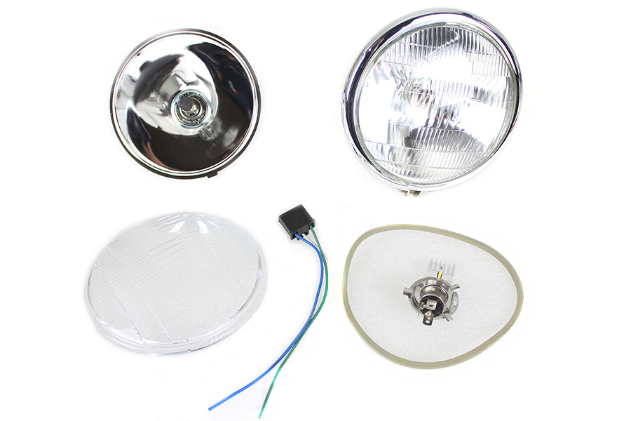V-Twin 6-1/2-inch spring fork 6-volt LED headlamp in chrome finish