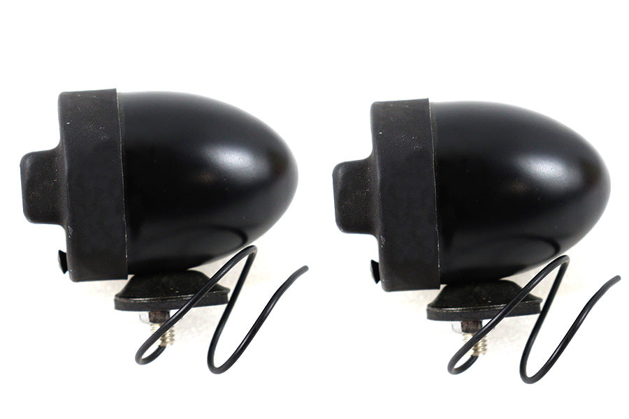V-Twin Blackout Bullet Lamp Set, black motorcycle-style lighting with bullet-shaped housings