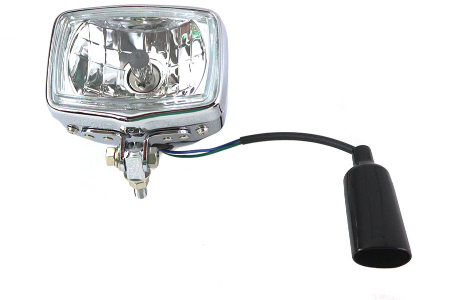 V-Twin 12 volt chopper rectangular headlamp in chrome finish, model 83097