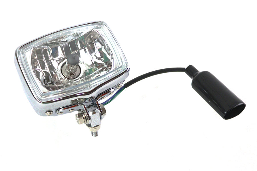 V-Twin 12 volt chopper rectangular headlamp in chrome finish, model 83097