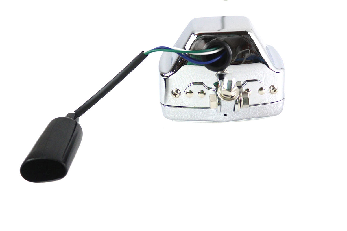 V-Twin 12 volt chopper rectangular headlamp in chrome finish