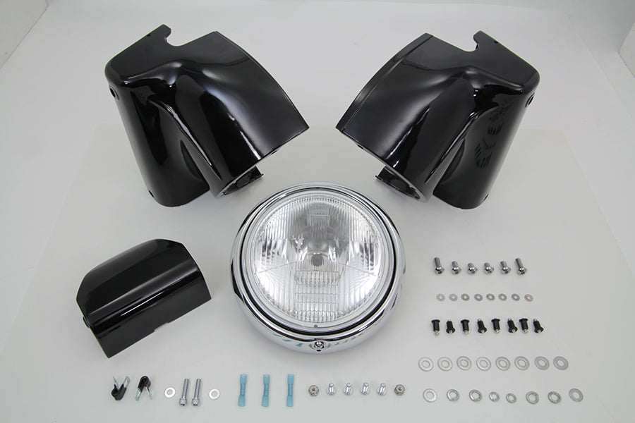 Wyatt Gatling black headlamp cowl kit 160016 for motorcycle lighting, shown in product view