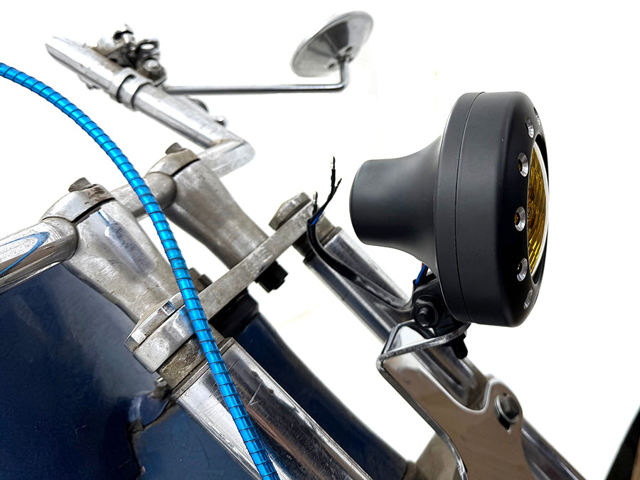 V-Twin 78882B 4-inch retro headlamp in black, motorcycle lighting component