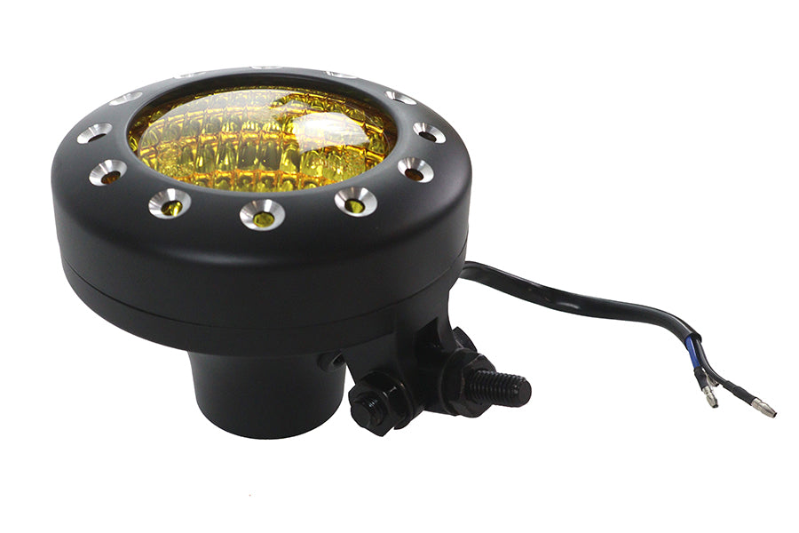 V-Twin 78882B 4-inch retro headlamp in black, round motorcycle lighting fixture