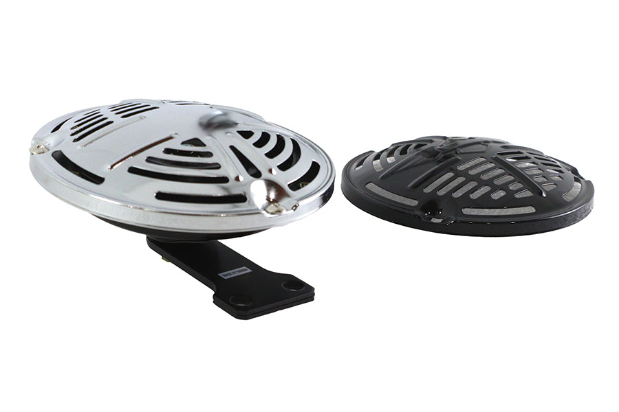 V-Twin 33-1830 12-volt spring horn with black face, electrical motorcycle horn component