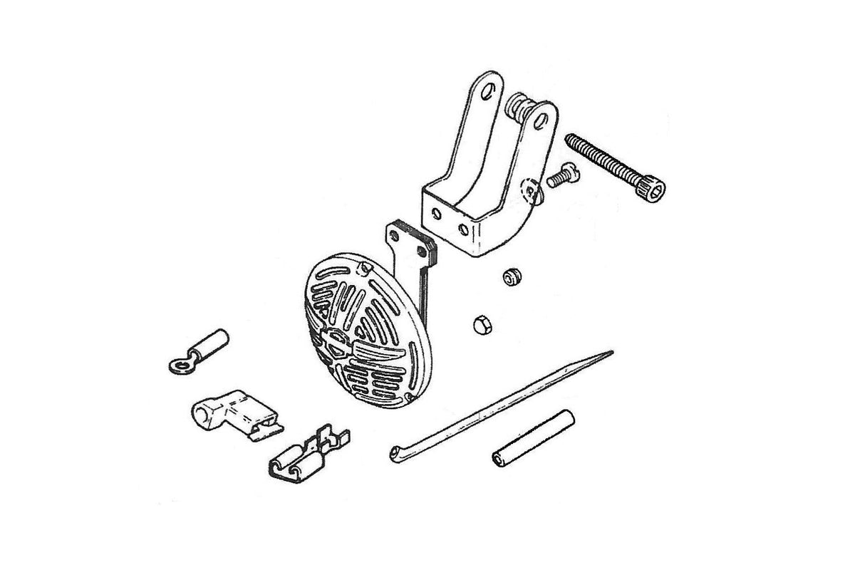 V-Twin FXSTS horn kit with mounting bracket, model 33-1864, for motorcycle electrical systems