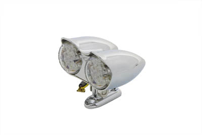 Wyatt Gatling chrome oval tail lamp assembly with red LED lighting