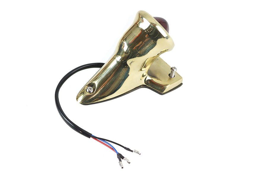 V-Twin Crocker style LED tail lamp housing in brass, model 33-1952