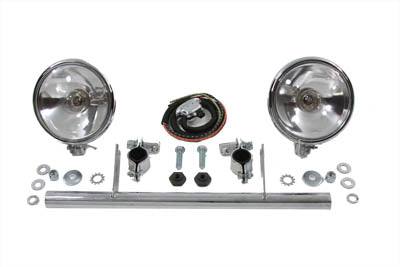 V-Twin 33-2032 Spring Fork Spotlamp Kit with Chrome Bracket