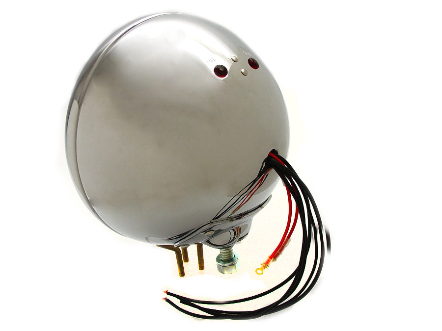 V-Twin 33-2120 Chrome 7-Inch K Headlamp lighting unit close-up