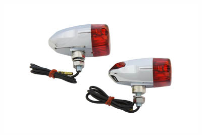 Wyatt Gatling Chrome Snake Eye Marker Lamp Set in red, model 12-6038R