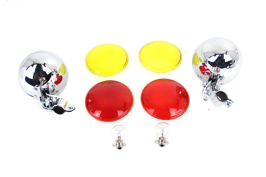 V-Twin 33-2261 Spring Fork Spotlamp Kit with chrome motorcycle fork-mounted spotlights