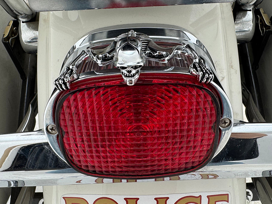 V-Twin 5-3/4 inch skull rider accessory, black motorcycle styling detail