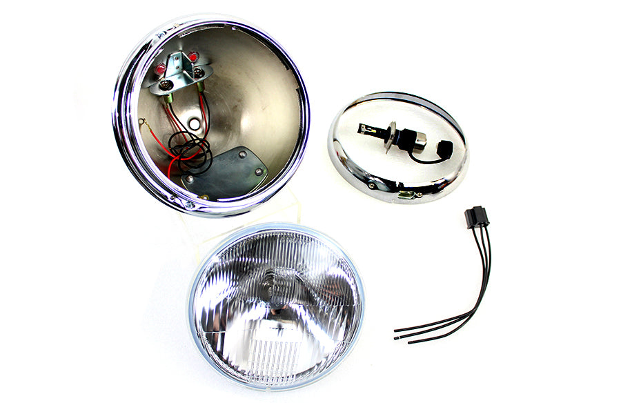 V-Twin 7-inch 12-volt LED Glide headlamp in chrome finish