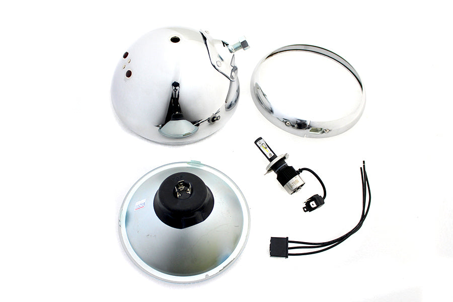 V-Twin 7-inch 12-volt LED Glide headlamp in chrome finish