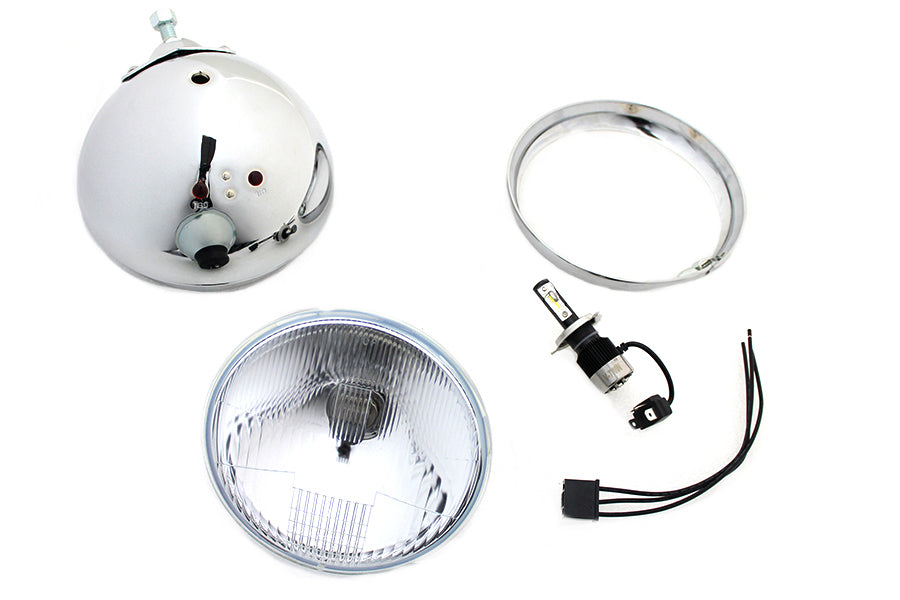 V-Twin 7-inch 12-volt LED Glide headlamp in chrome finish