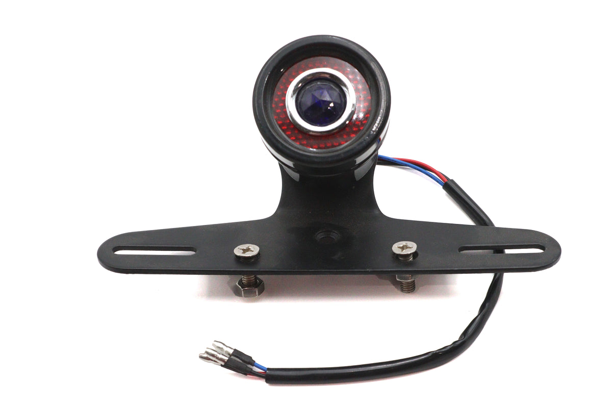 V-Twin round LED fender mount tail lamp in black with blue dot, model 33-2701