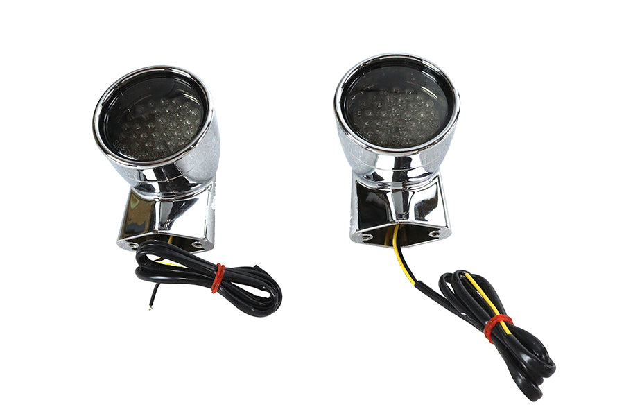 Wyatt Gatling Chrome Revox Bullet LED Rear Turn Signal Set 33-5015 for motorcycle lighting