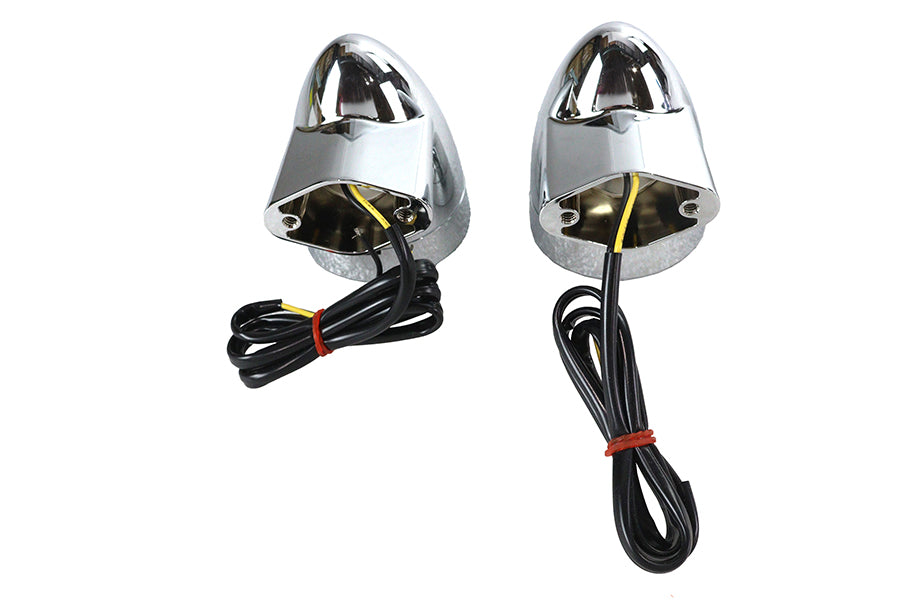 Wyatt Gatling Chrome Revox Bullet LED rear turn signal set, model 33-5015, motorcycle lighting parts