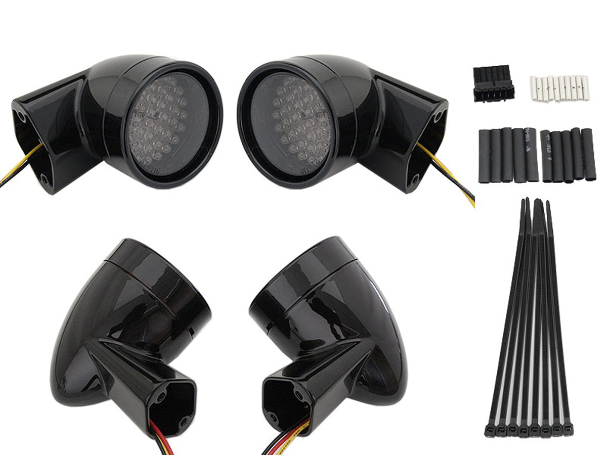 Wyatt Gatling Black Revox Bullet LED turn signal lamp kit for motorcycle lighting