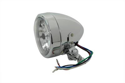 V-Twin 33-6064 4-inch round chrome headlamp, 12-volt factory sample lighting component
