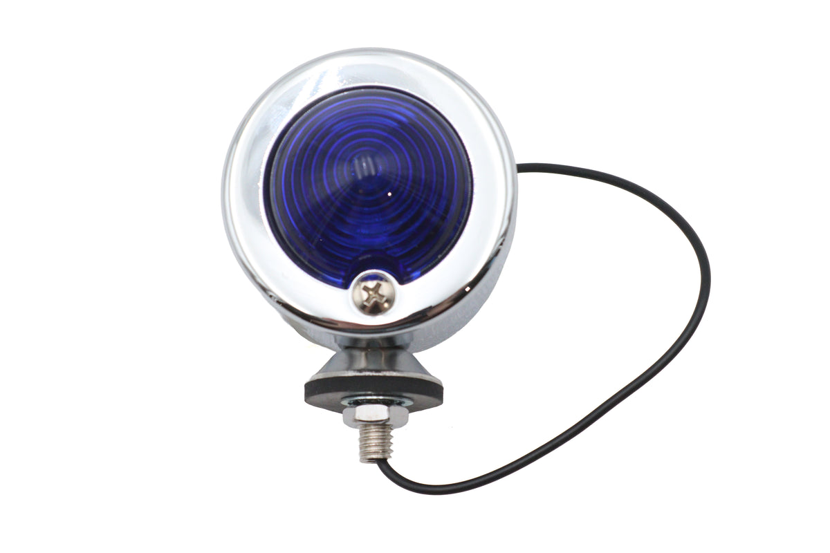 Ultima 8-103 chrome bullet marker lamp with blue single filament lens