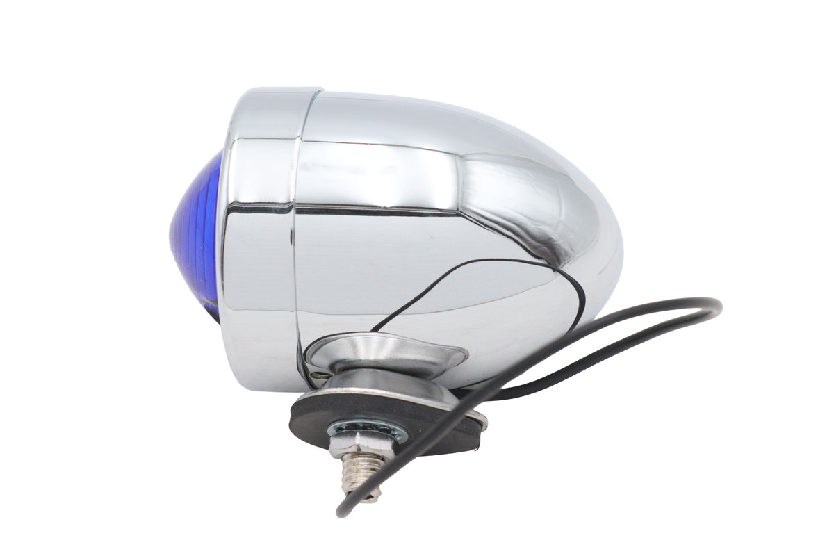 Ultima 8-103 chrome bullet marker lamp with blue single filament lens