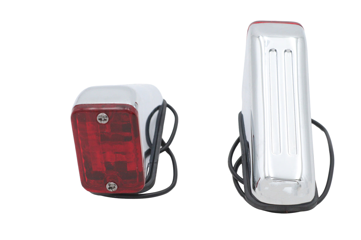 Ultima 8-114 chrome wedge marker lamp set with red lenses