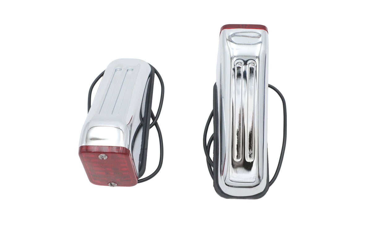 Ultima 8-114 Chrome Wedge Marker Lamp Set with Red Lens