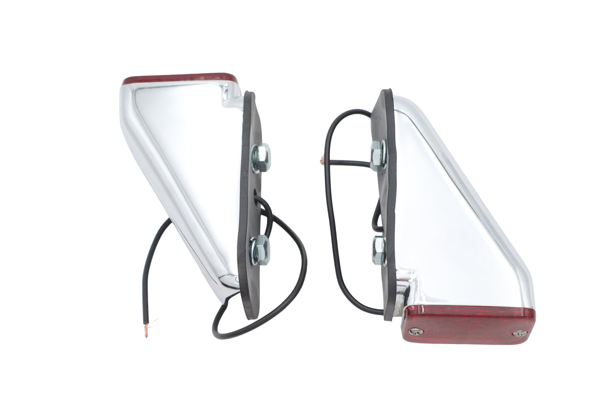 Ultima 8-114 chrome wedge marker lamp set with red lenses