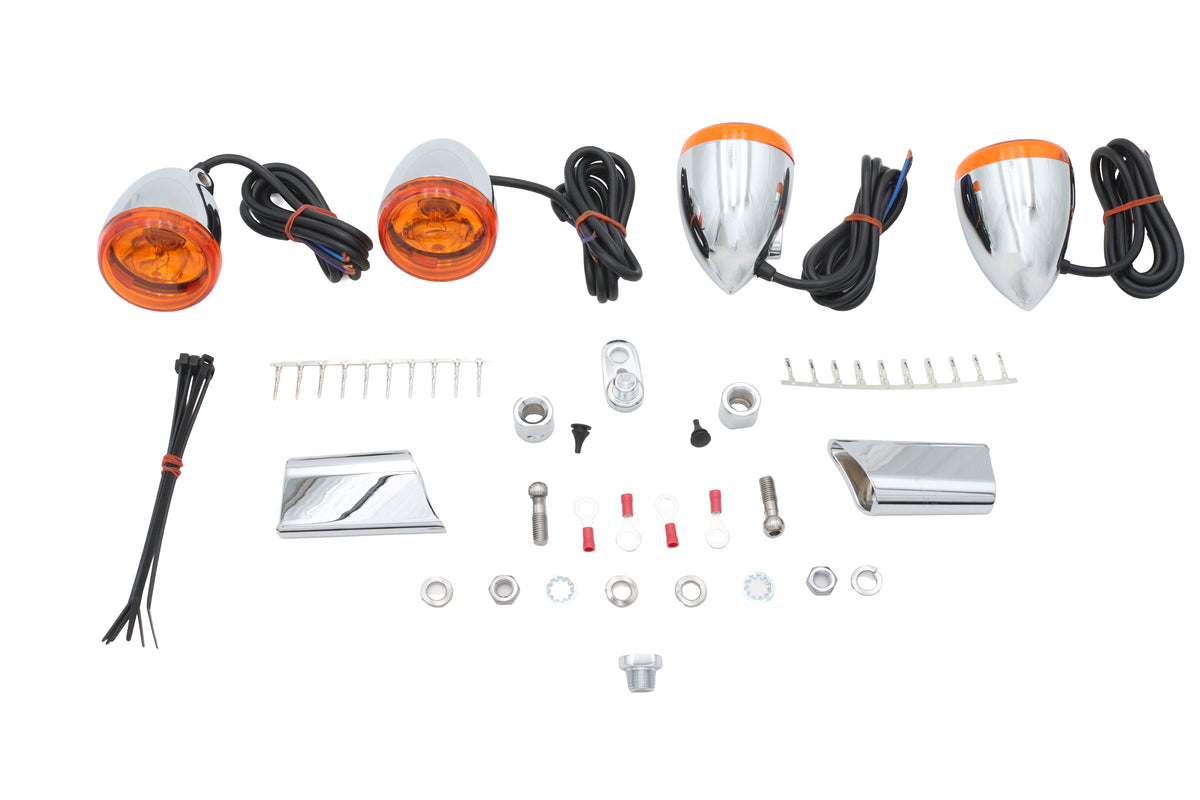 Ultima 8-286 chrome bullet style turn signal kit with compact lighting housings