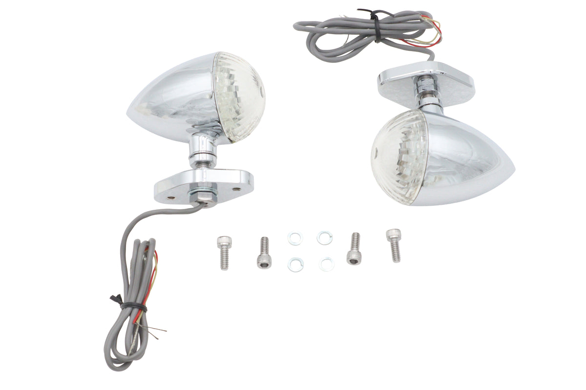 Ultima 33-8356 LED bullet turn signal set with bracket mount for motorcycle lighting
