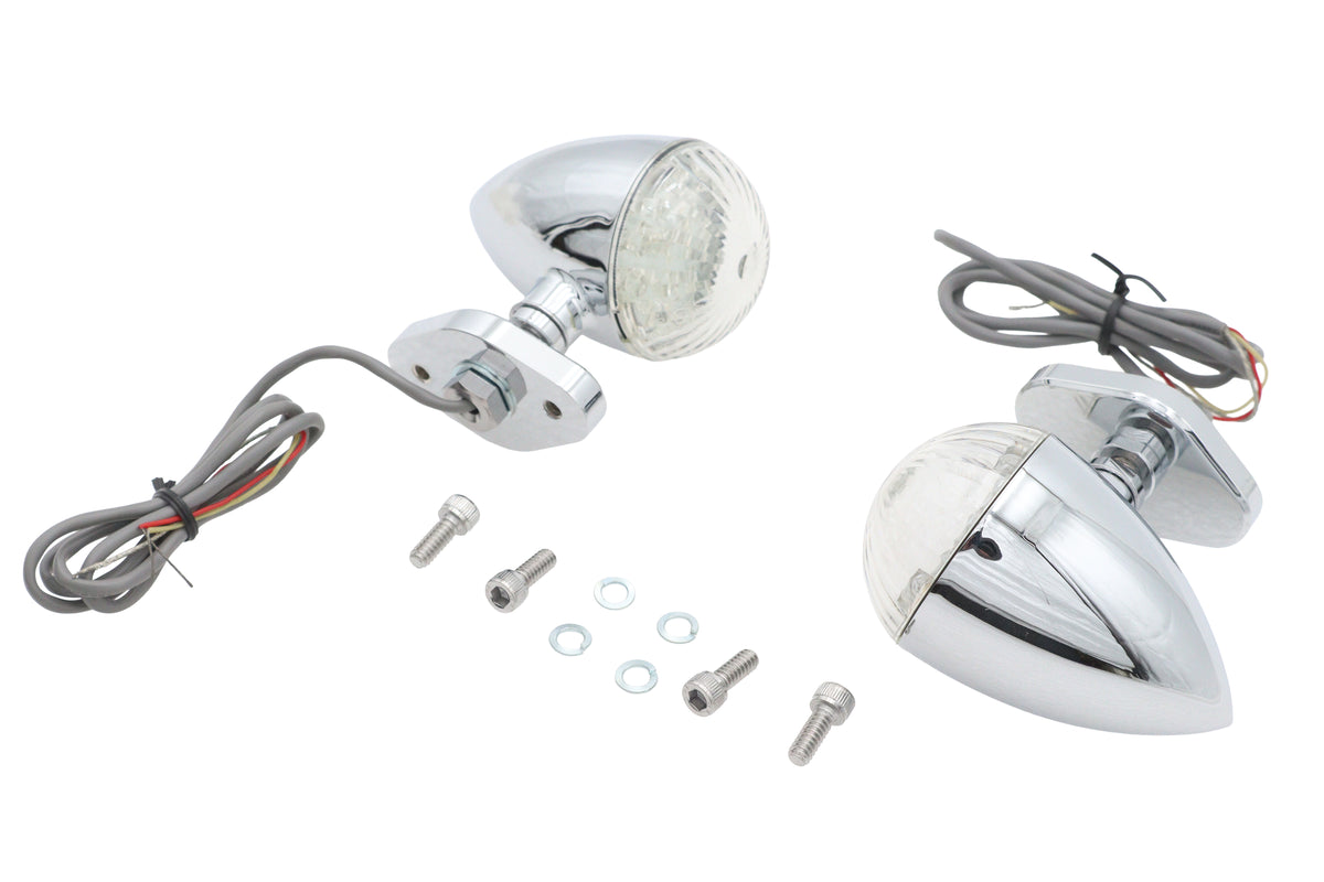 Ultima 33-8356 LED bullet turn signal set with bracket mount for motorcycle lighting