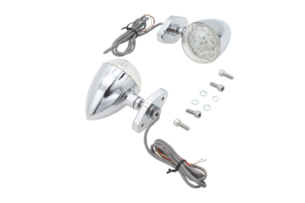 Ultima 33-8356 LED bullet turn signal set with bracket mount for motorcycle lighting