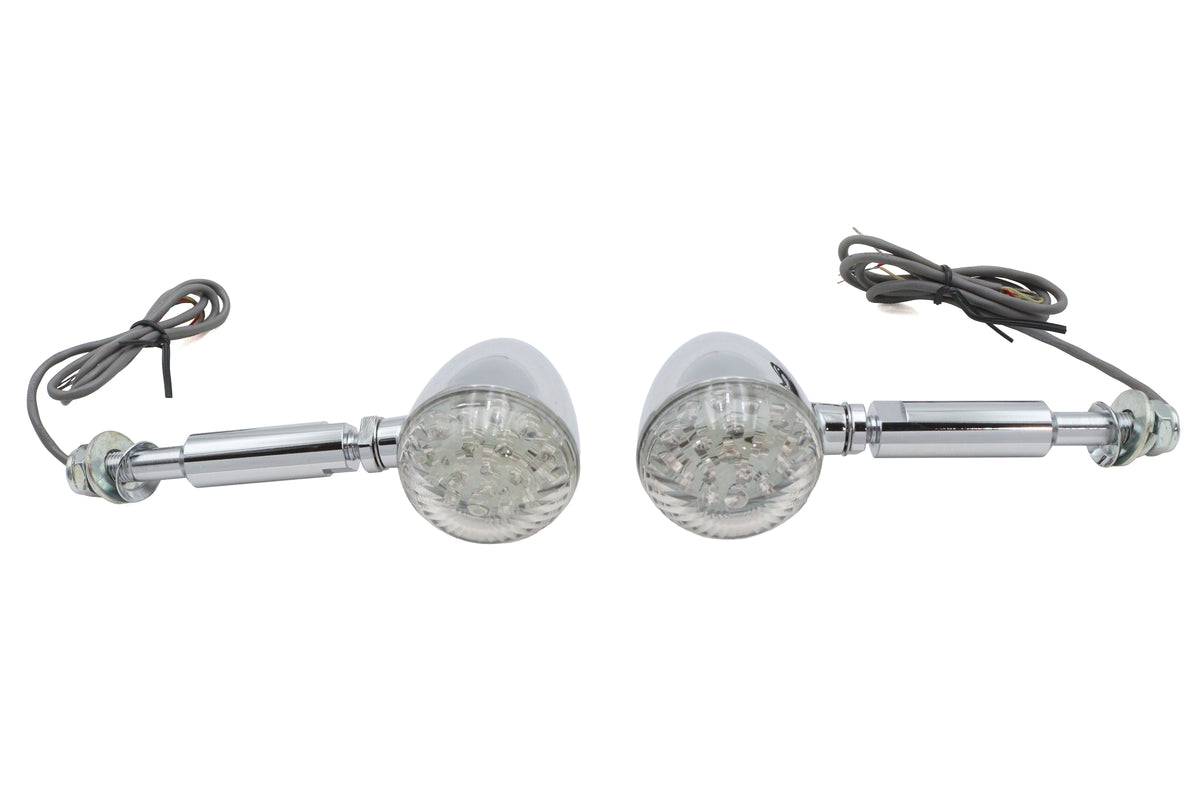 Ultima 8-360 LED bullet turn signal set with long stud, chrome finish