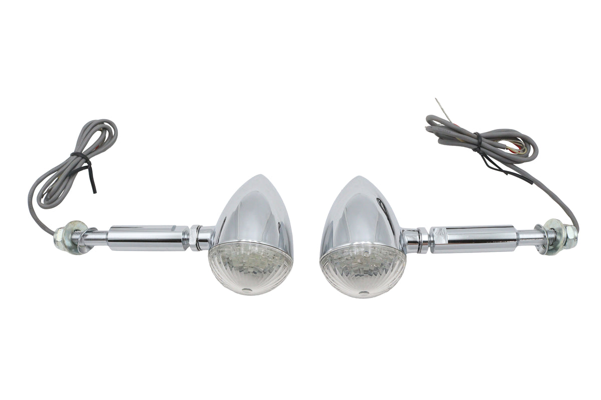 Ultima 8-360 LED bullet turn signal set with long stud in chrome finish