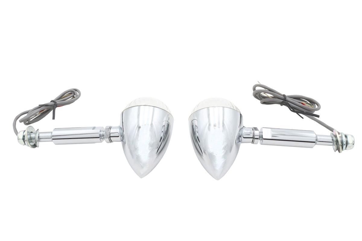 Ultima 8-360 LED bullet turn signal set with long stud, chrome finish