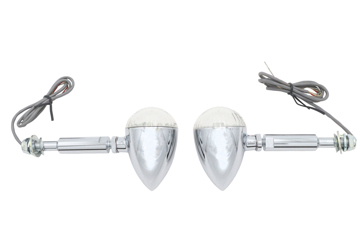 Ultima 8-360 LED bullet turn signal set with long stud, chrome finish