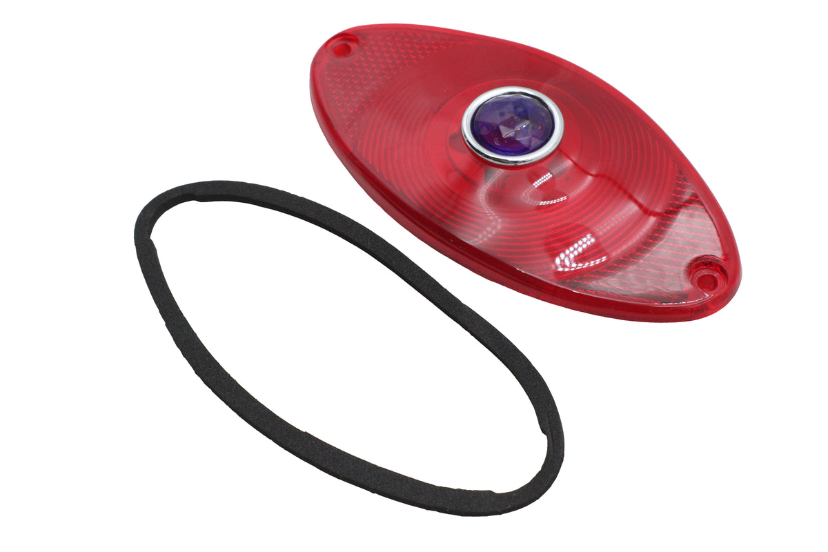 Ultima 86-98 Cateye-style tail lamp lens with blue dot lighting detail