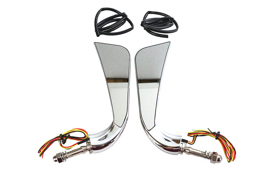 Wyatt Gatling M60-6356LED Evil Eye mirror set with billet stems for motorcycle handlebars