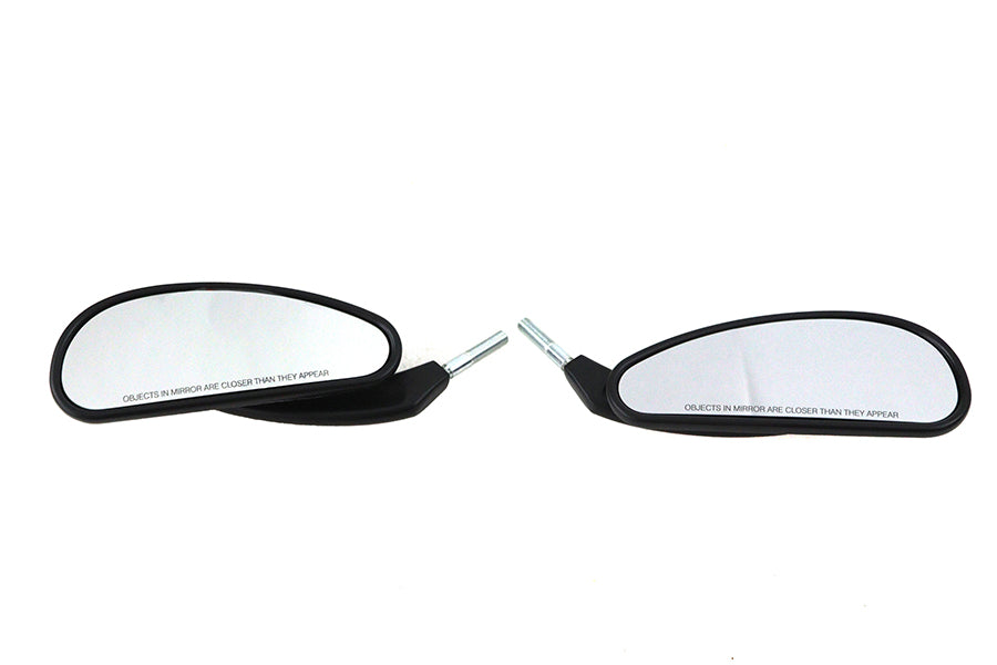 V-Twin 34-0024 black billet-style teardrop mirror set for motorcycles