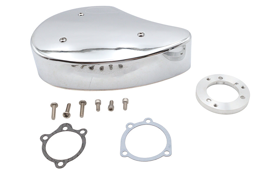 V-Twin Bendix-Keihin chrome air cleaner assembly for motorcycle fuel and air system