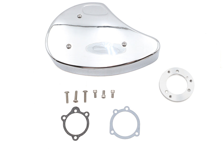 V-Twin Bendix-Keihin chrome air cleaner assembly for motorcycle fuel and air systems