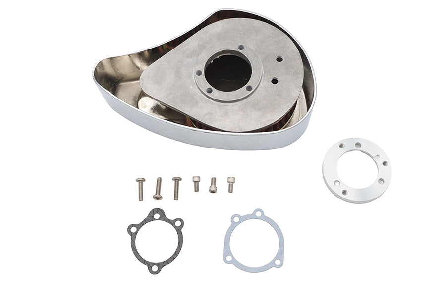 V-Twin Bendix-Keihin air cleaner assembly in chrome finish for motorcycle fuel and air system