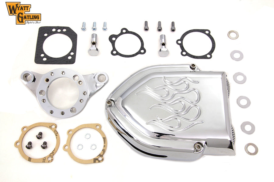 Wyatt Gatling chrome flame style air cleaner kit 34-0061 for motorcycle fuel and air system