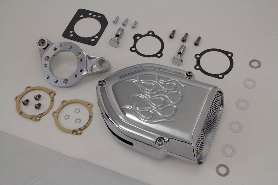 Wyatt Gatling chrome flame style air cleaner kit 34-0061 for motorcycle fuel and air system