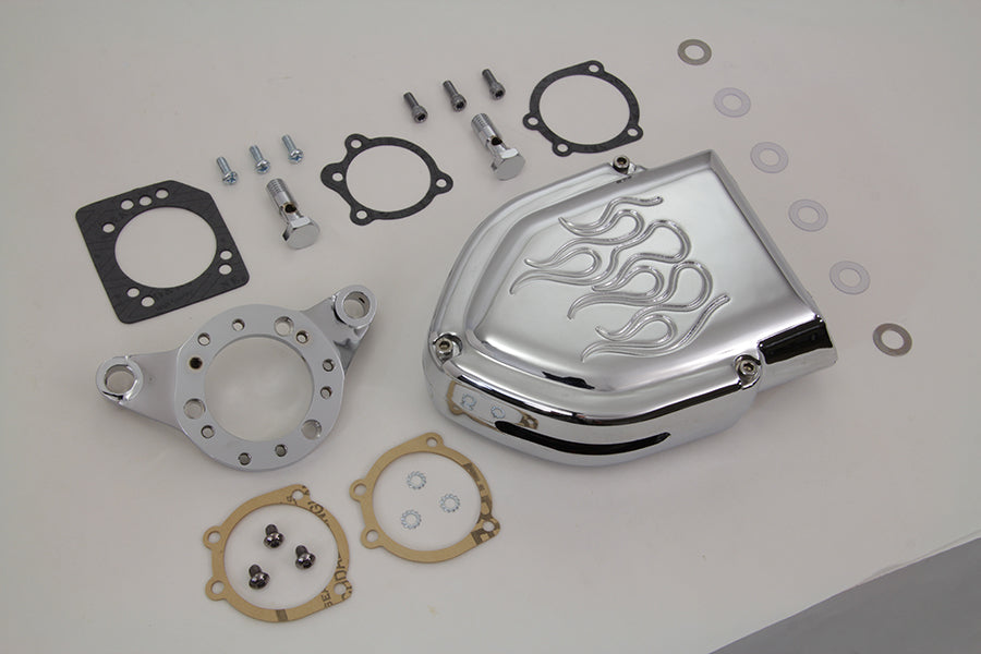 Wyatt Gatling Chrome Flame Style Air Cleaner Kit 34-0061 for motorcycle fuel and air system