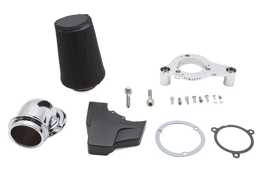 V-Twin M8 Heavy Breather Air Cleaner Kit in chrome finish for motorcycle fuel and air system